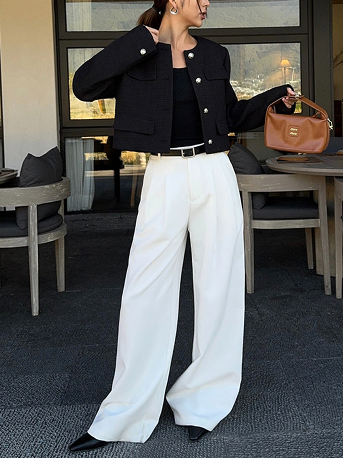 Willa Düğmeli Tweed Ceket