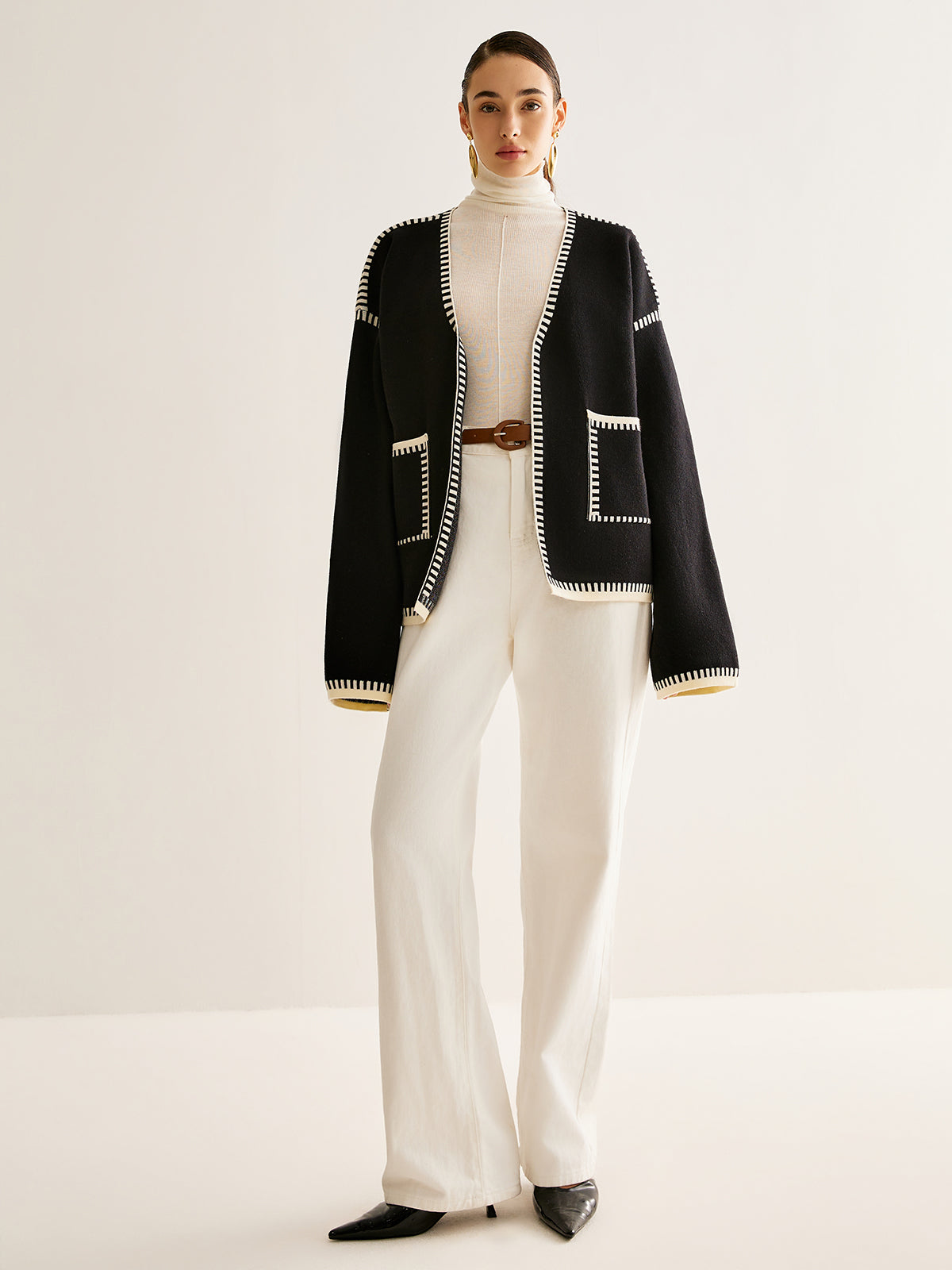 Talia Kemerli Yırtmaçlı Hırka