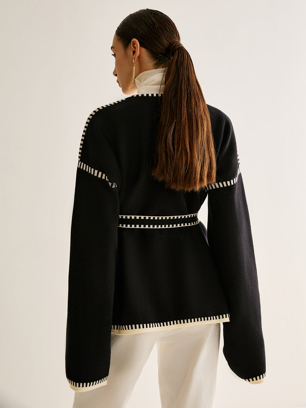 Talia Kemerli Yırtmaçlı Hırka