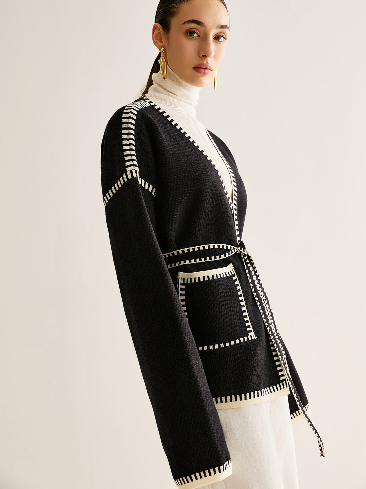 Talia Kemerli Yırtmaçlı Hırka