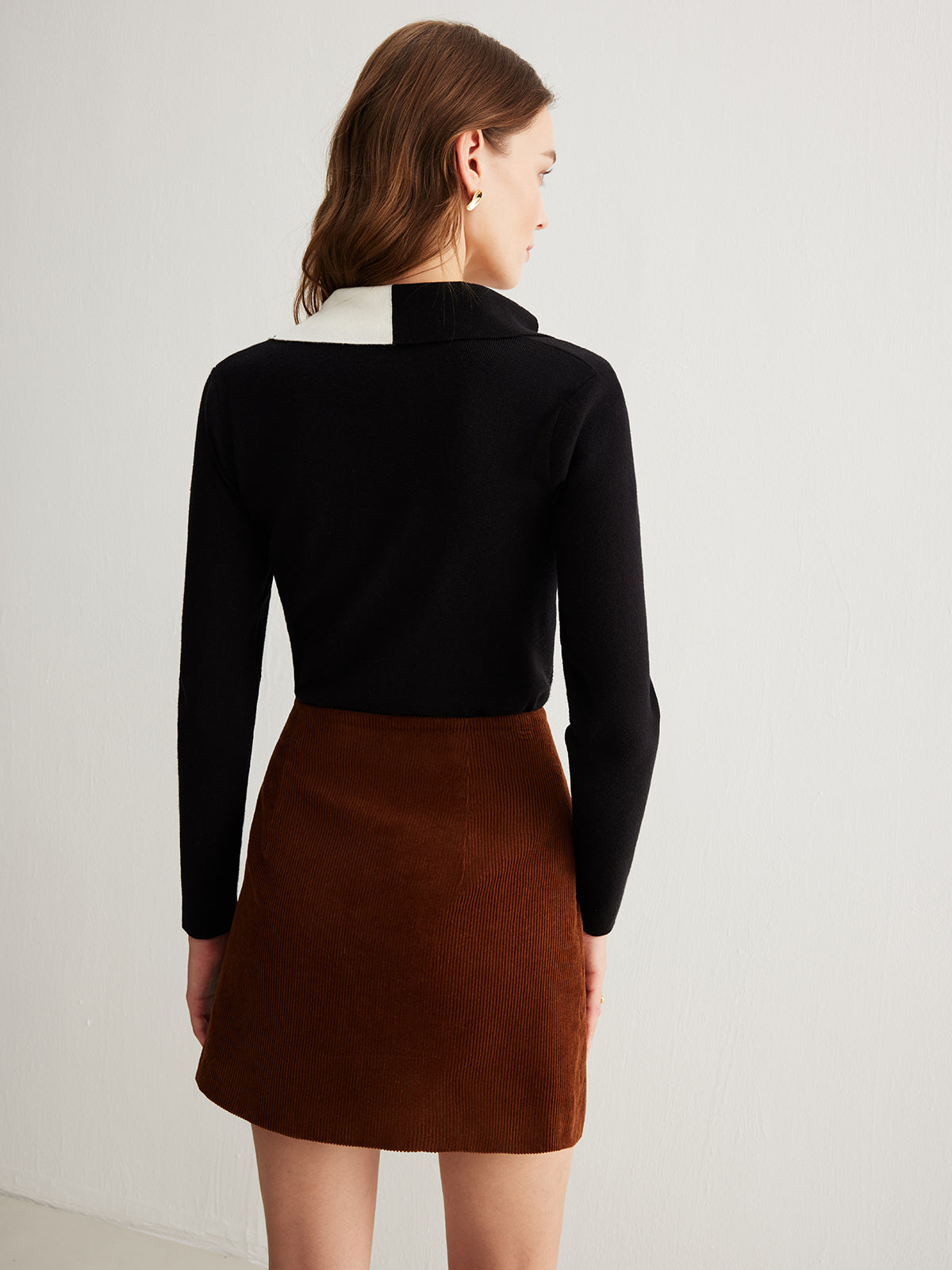 Viviana Renkli Blok Yaka Düğmeli Hırka