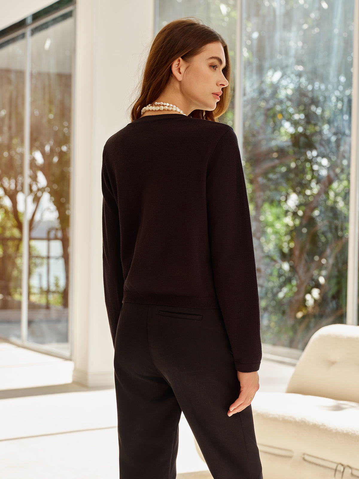 Annelise Yün Karışımlı Geometrik Düğmeli Hırka