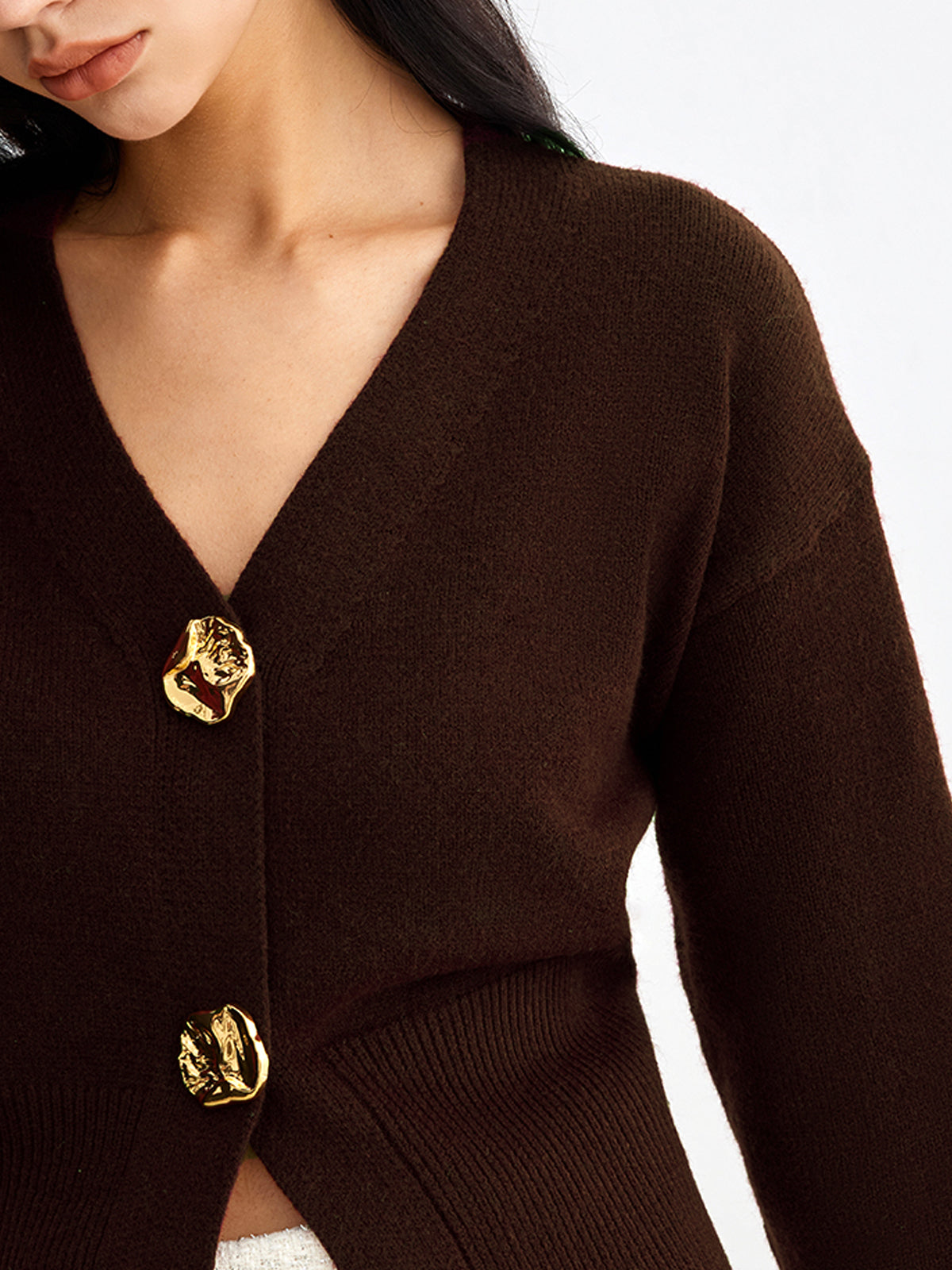 Sylvie Şık Metal Düğmeli Kısa Hırka