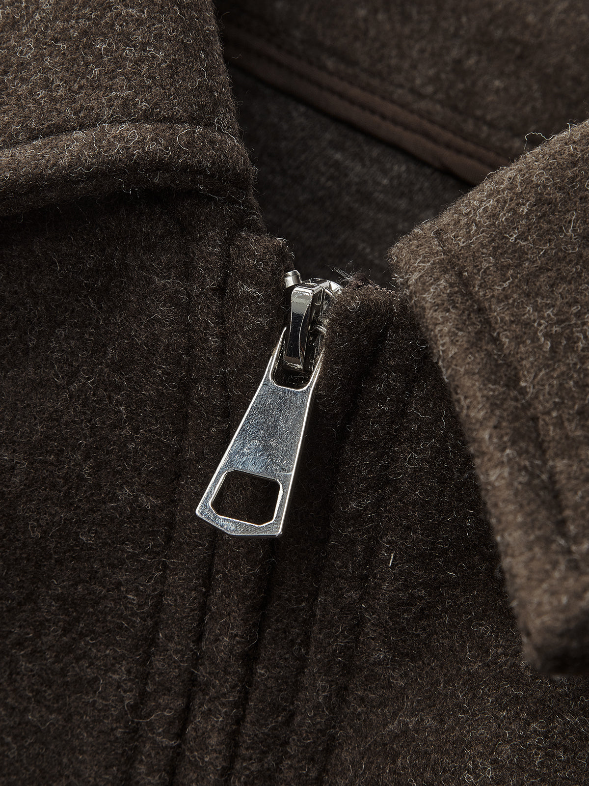 Düz Fermuarlı Yünlü Ceket