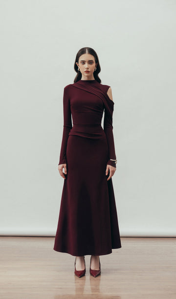 Düz Kesimli Dökümlü Maksi Elbise