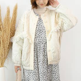 Aran Saçak Süslemeli Örgü Ceket-Bej