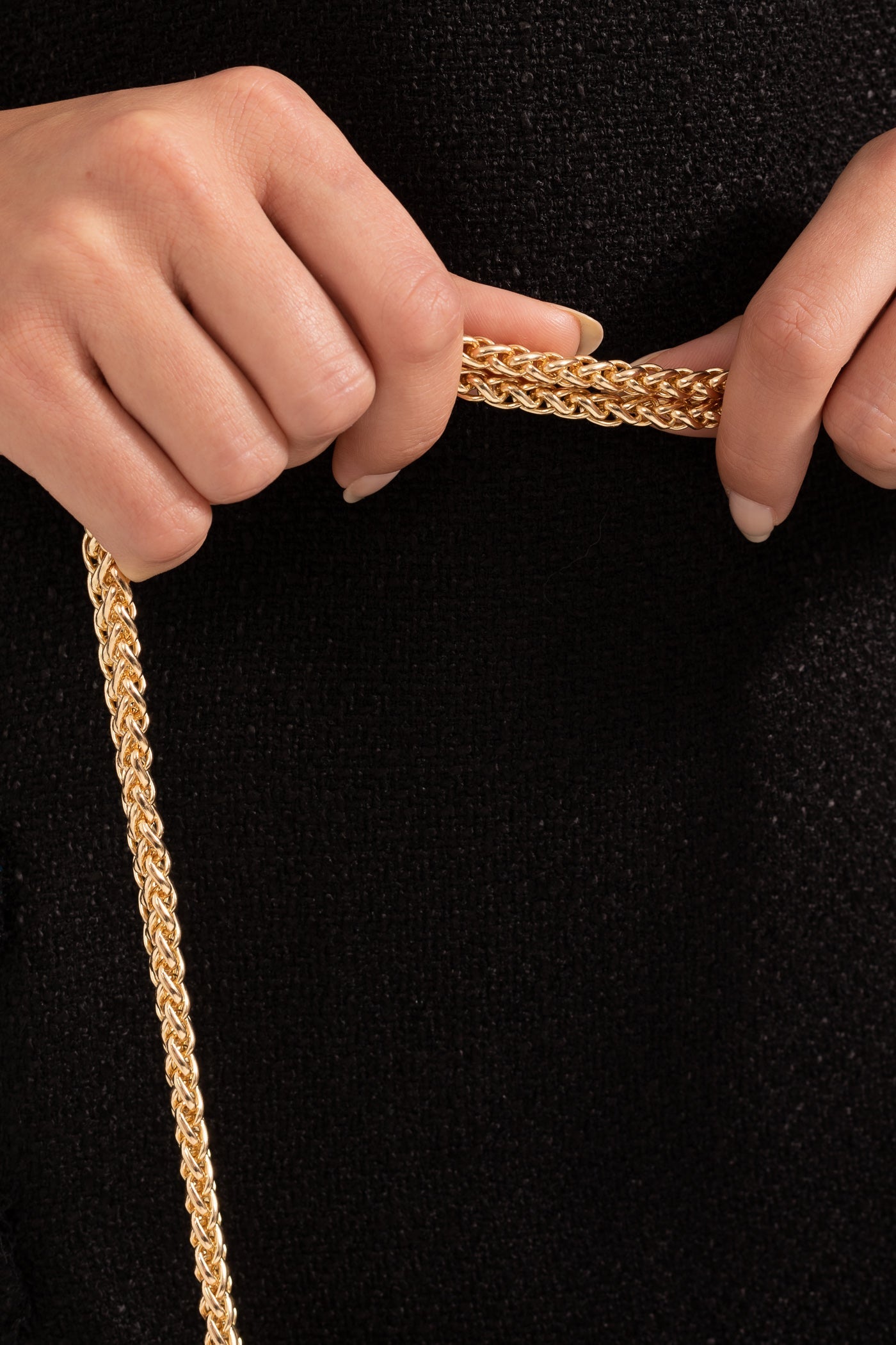 Parıltılı Dokuma Çanta, Parıldayan Rhinestone Süslemelerle - Altın