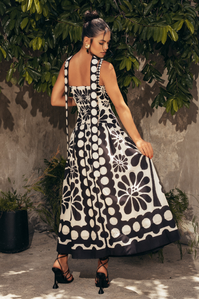 Élisabeth Çiçekli Spagetti Maksi Elbise