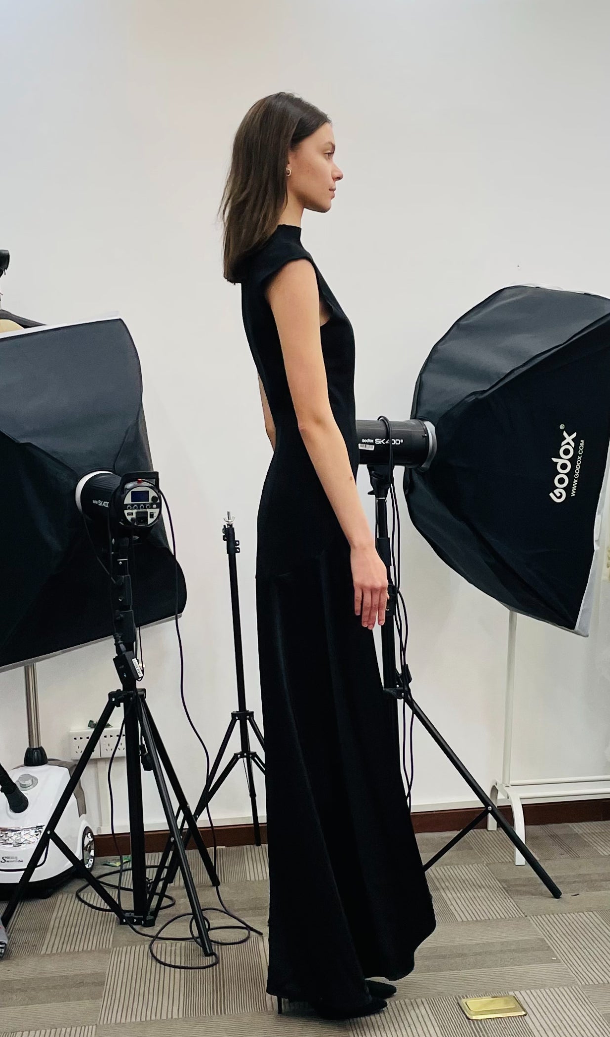 Örme Saten Kolsuz Maksi Elbise