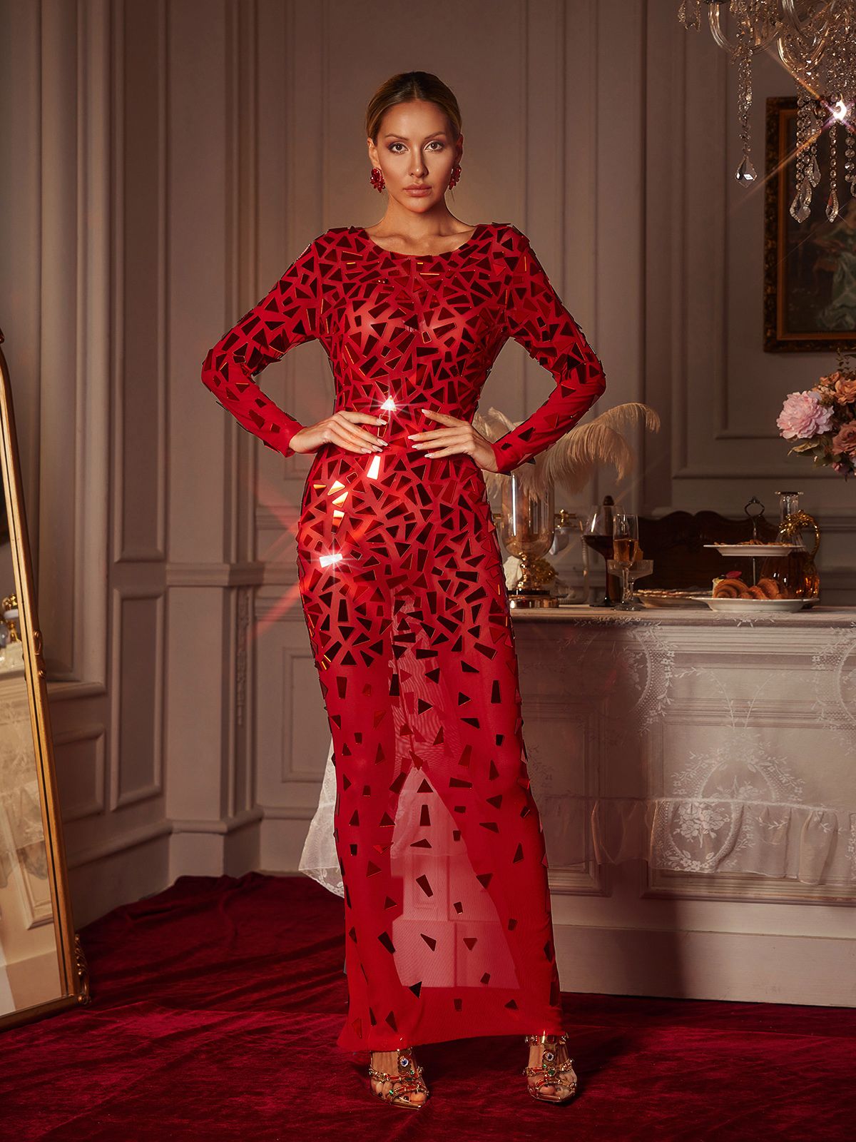 Guthrie Uzun Kollu Akrilik Örgü Maksi Elbise