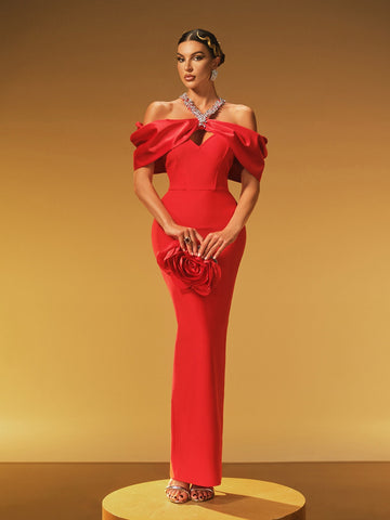 Hexelle Halterneck Kristal Bandaj Maxi Elbise