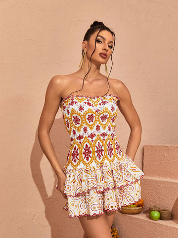 Judson Straplez Fırfırlı Mini Elbise