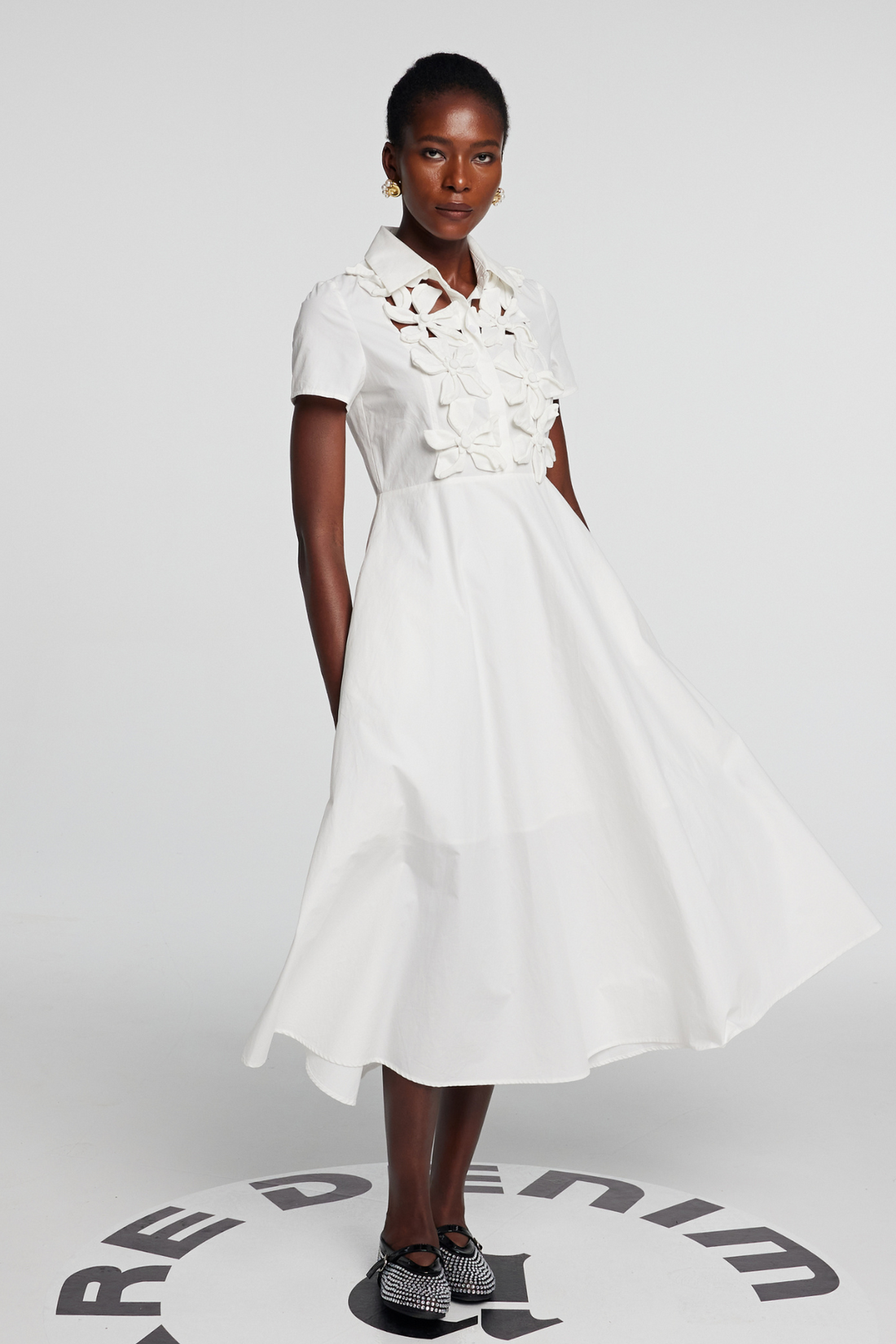 Kira Hollow Çiçekli Kısa Kollu Maksi Elbise