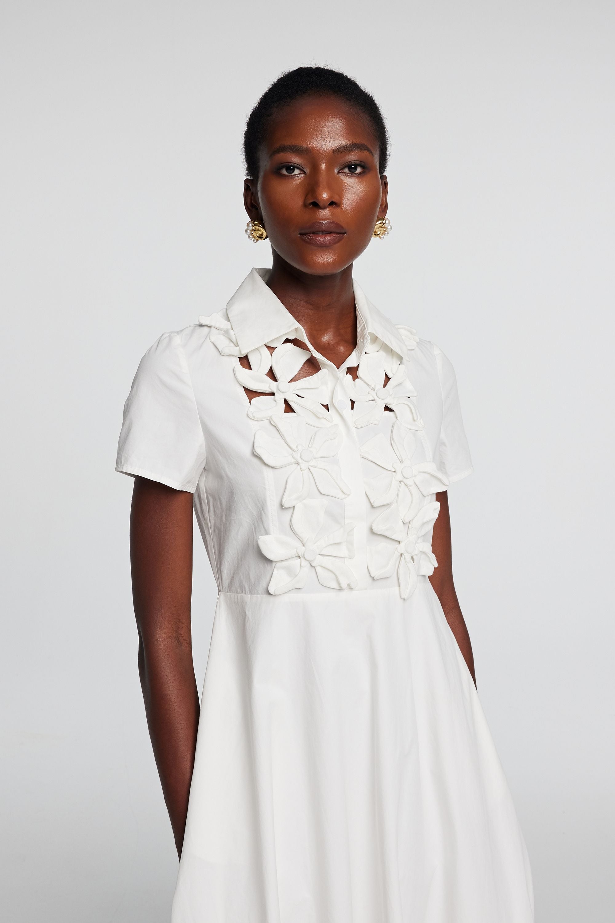 Kira Hollow Çiçekli Kısa Kollu Maksi Elbise