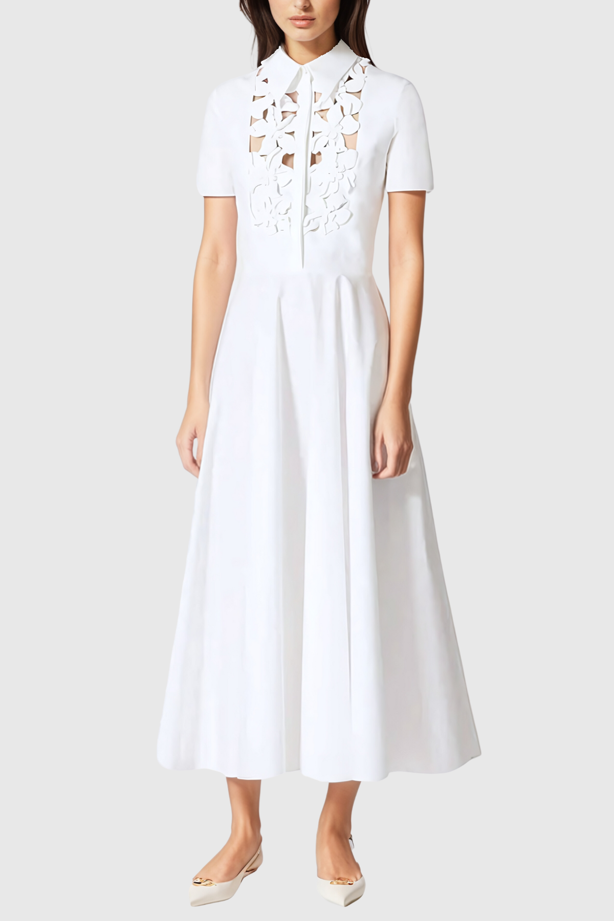 Kira Hollow Çiçekli Kısa Kollu Maksi Elbise