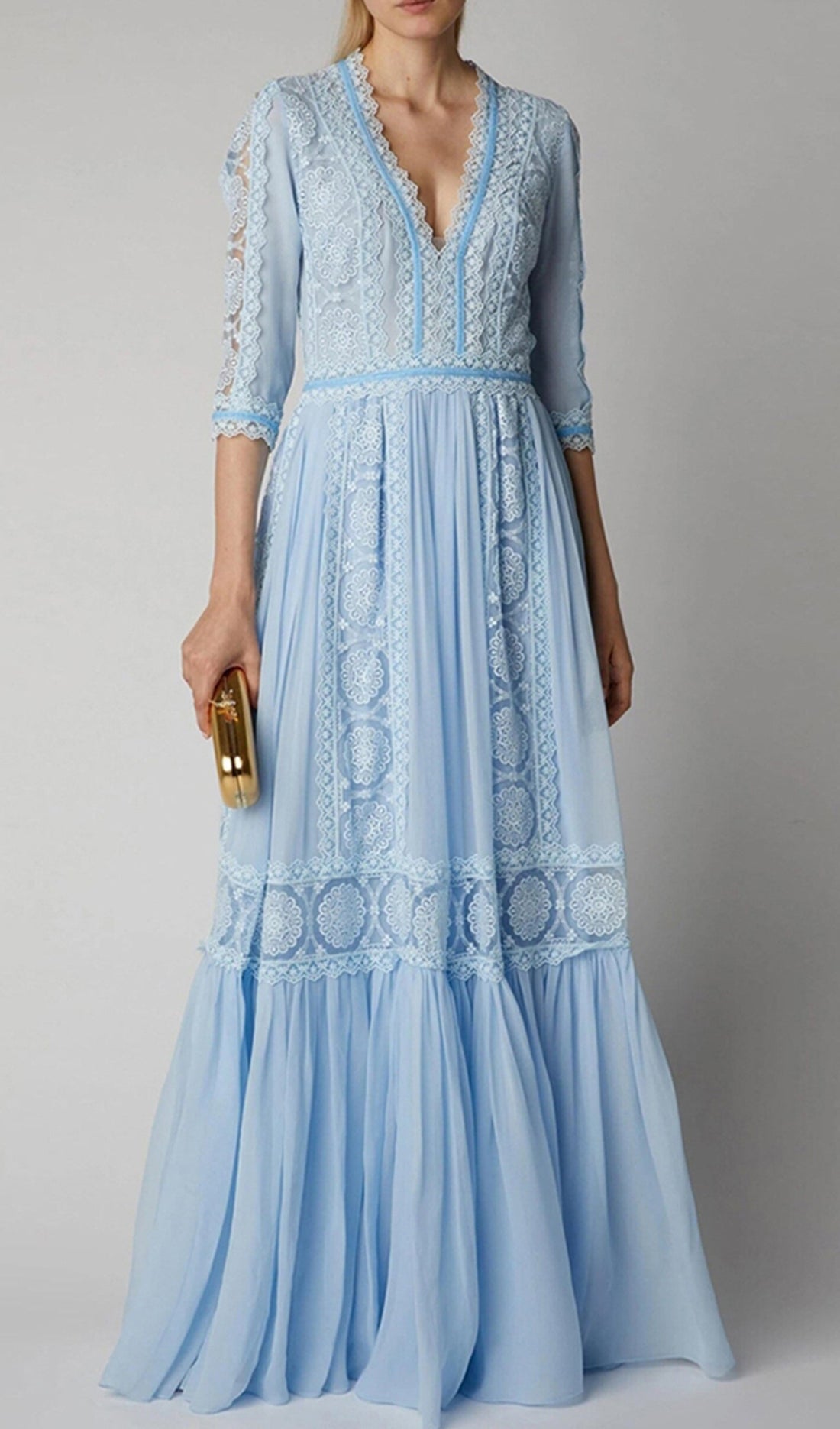 Kroşe Dantel V Yaka Maxi Salıncak Elbise