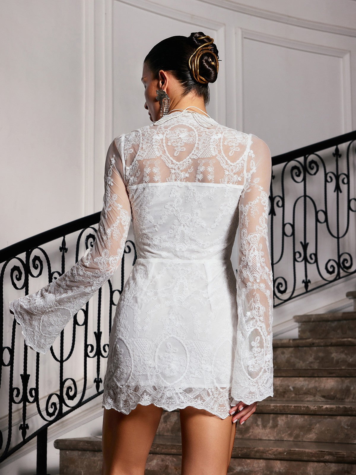 Lytar Flare Kol Dantel Mini Elbise