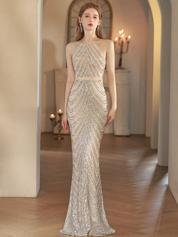 Spagetti Deniz Kızı Payet Abiye Maxi Elbise