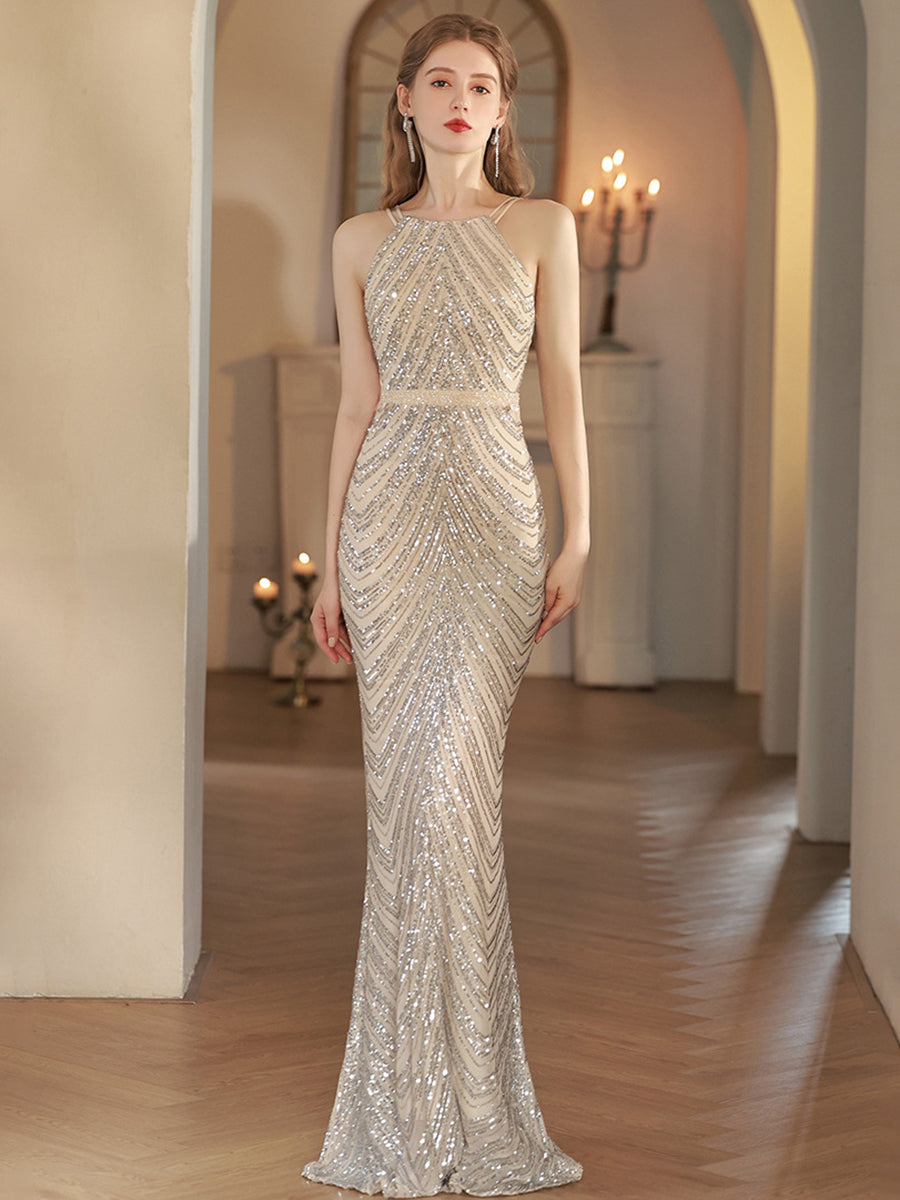 Spagetti Deniz Kızı Payet Abiye Maxi Elbise