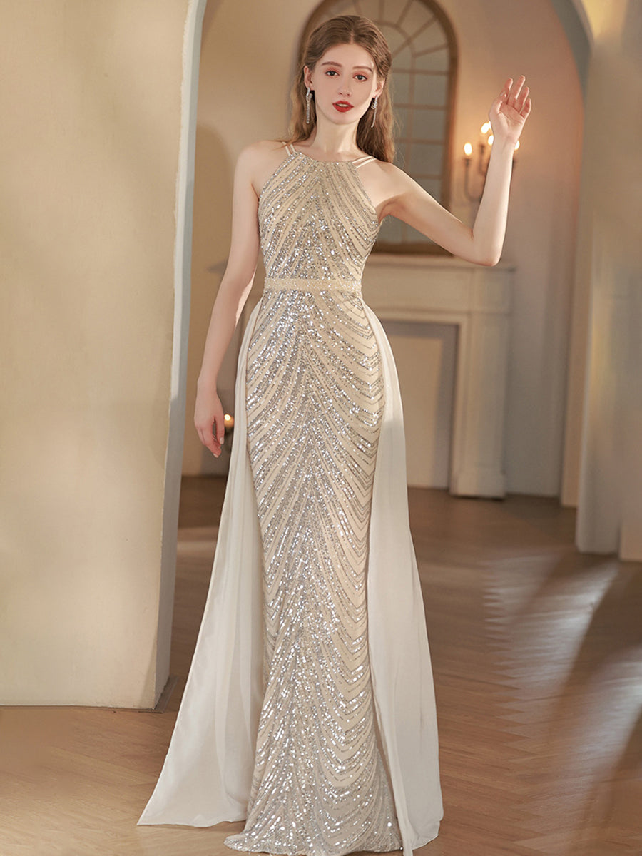 Spagetti Deniz Kızı Payet Abiye Maxi Elbise