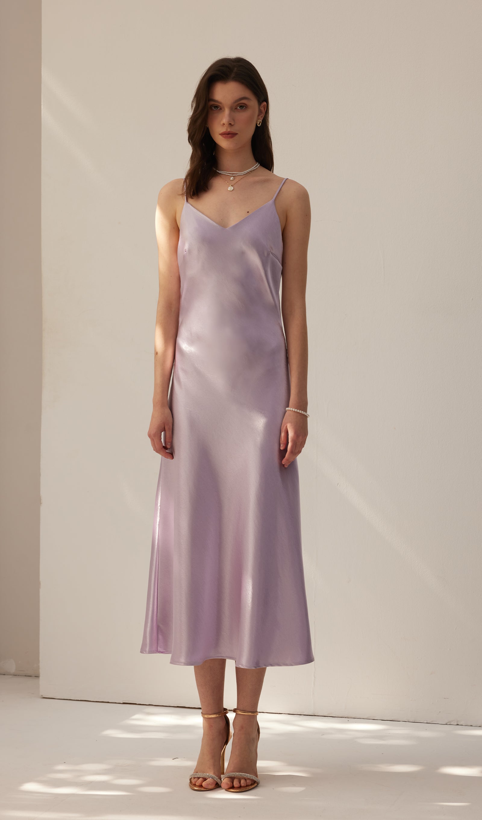 Saten Yelekli Midi Elbise