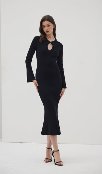 Düz Örme İçi Boş Maksi Elbise