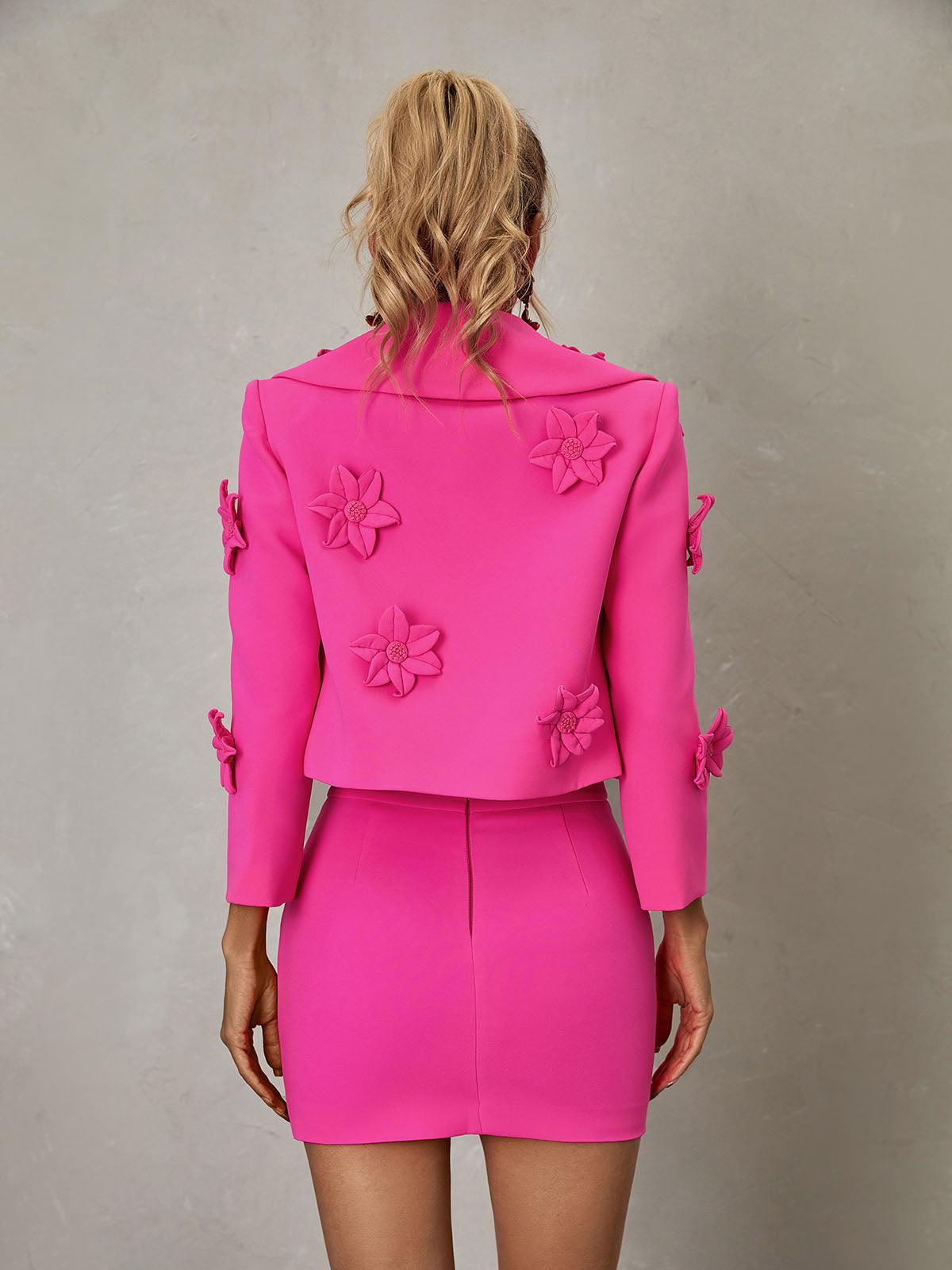 Nylah Çiçek Blazer Mini Etek Takım