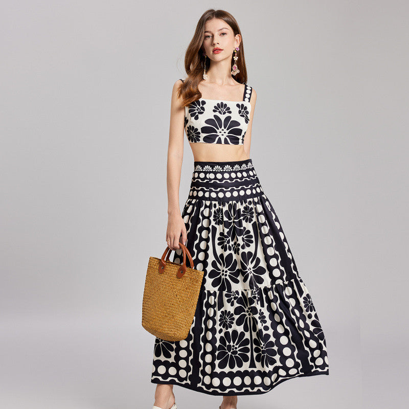 Corsica Grafik Desenli Krop Maxi Elbise