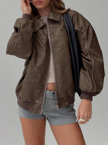 Deri  Oversize Ceket