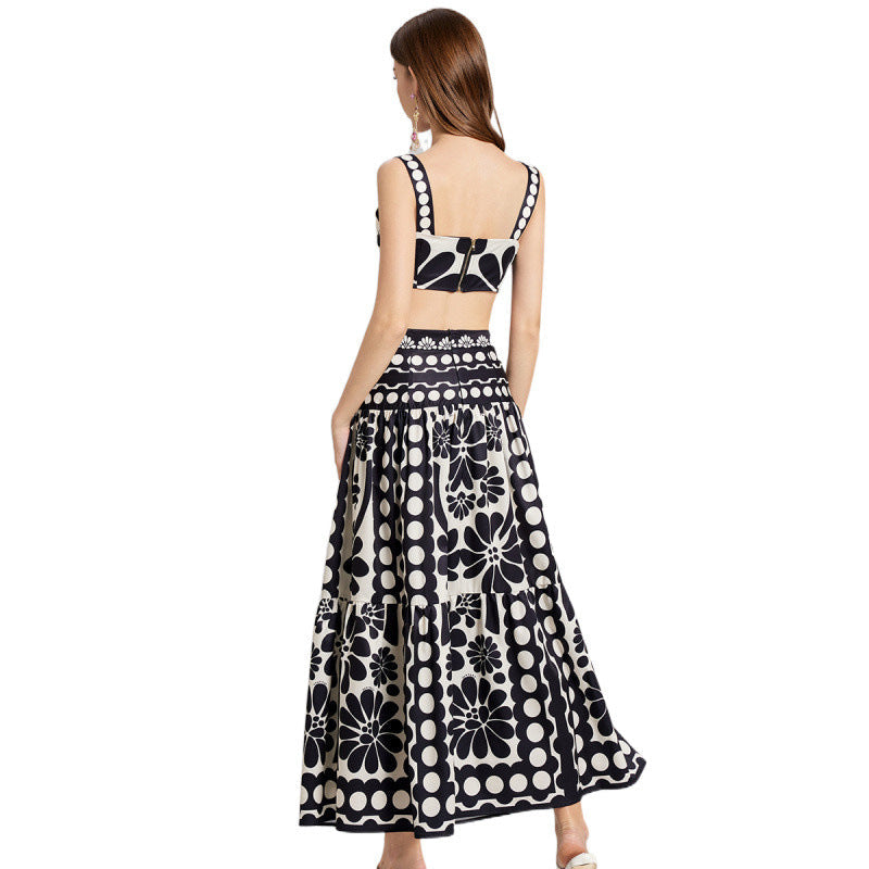 Corsica Grafik Desenli Krop Maxi Elbise