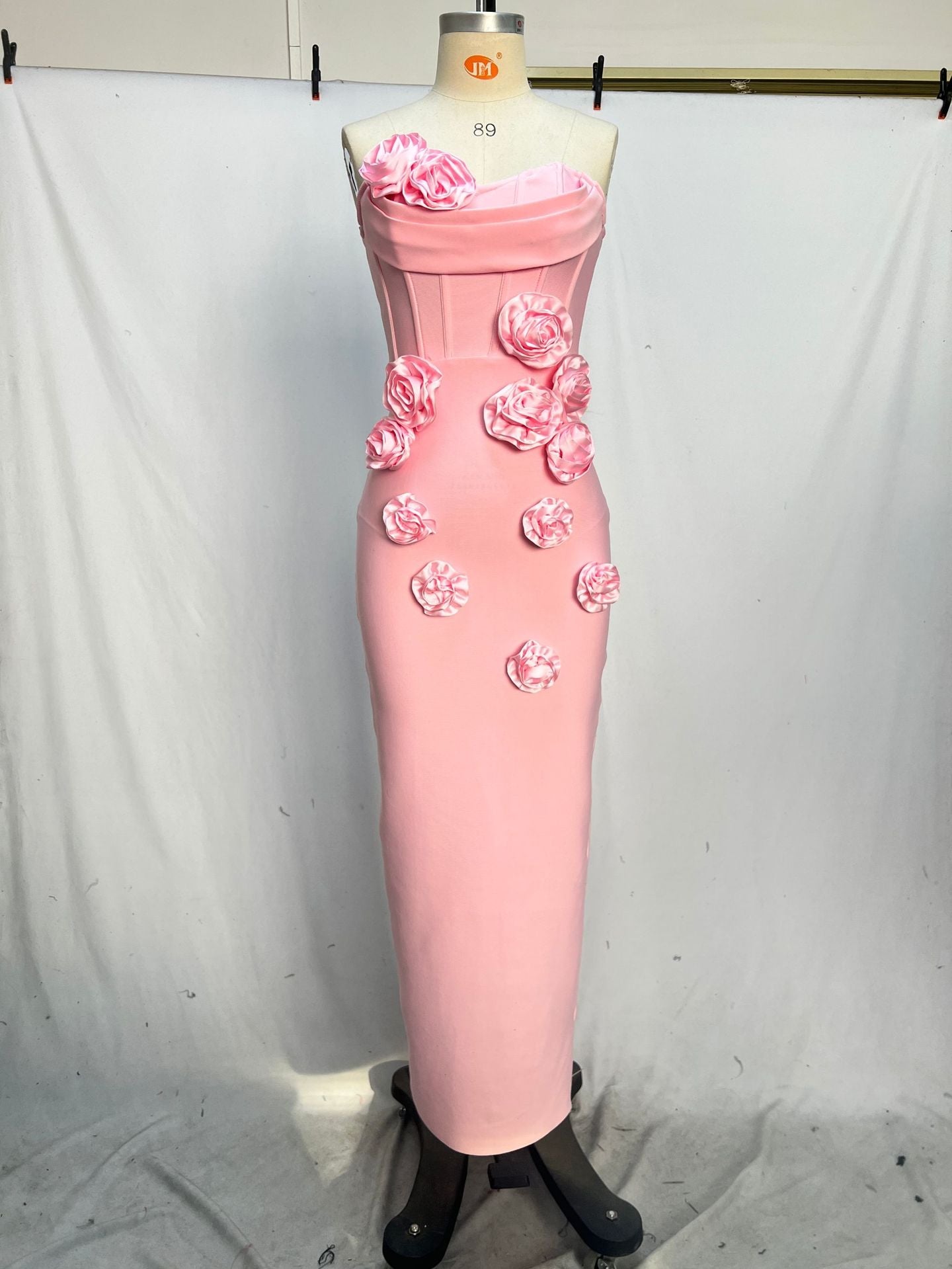 Arushi Straplez Çiçekli Bandaj Maxi Elbise