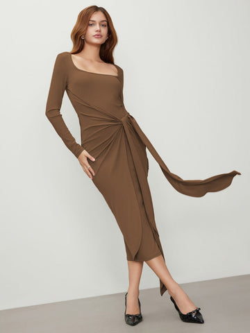 Ritchie Beli Bağlamalı Midi Elbise