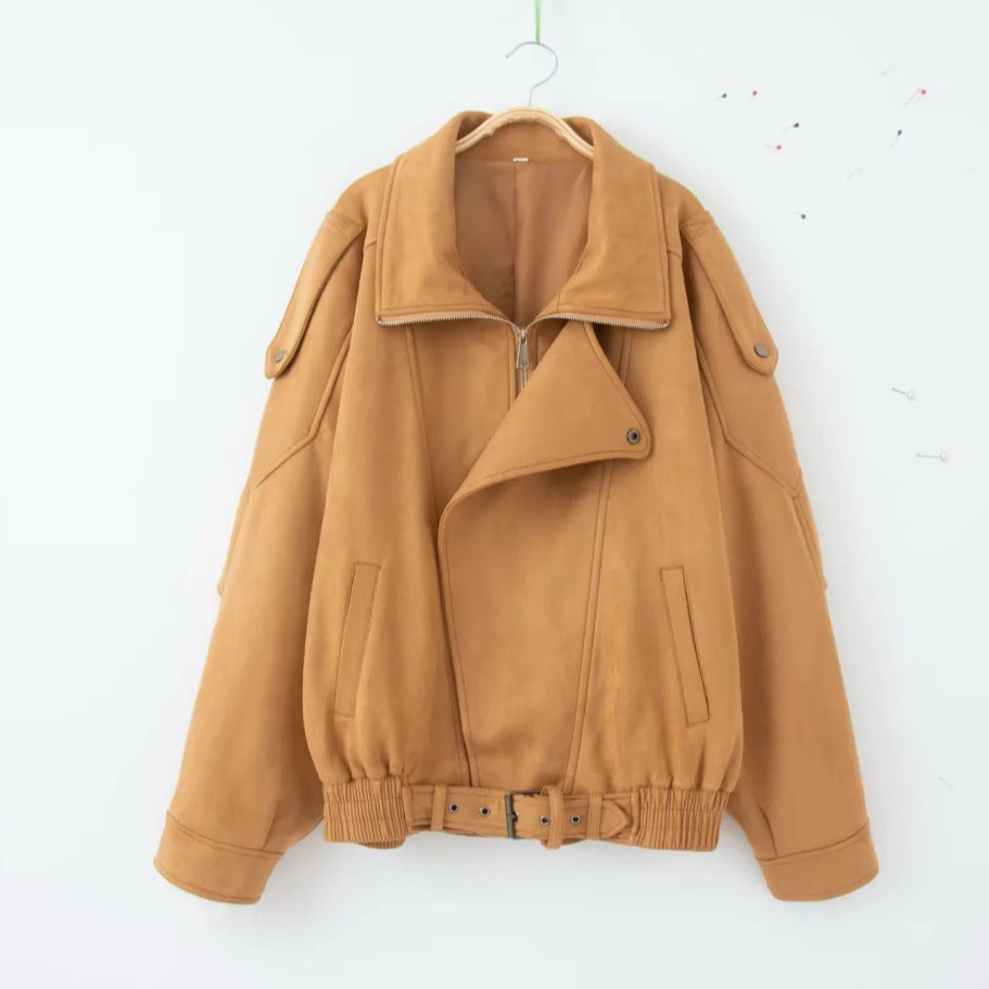 Oversize Süet Görünümlü Kahverengi Ceket