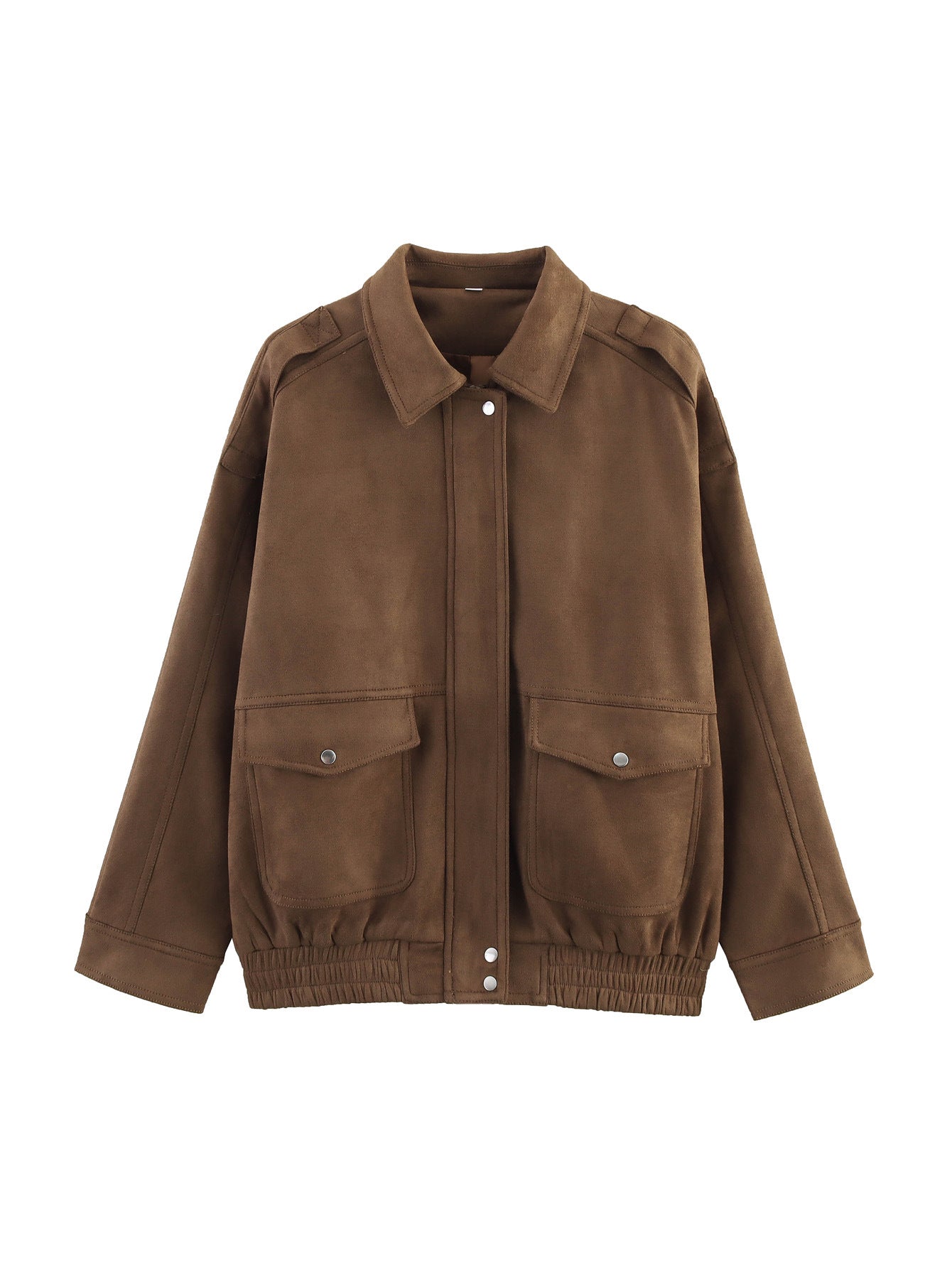 Cep Detaylı Kahverengi Süet Ceket