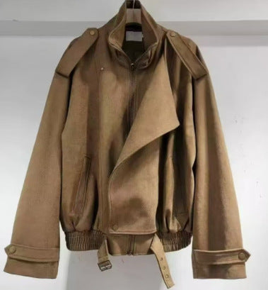 Oversize Süet Görünümlü Kahverengi Ceket