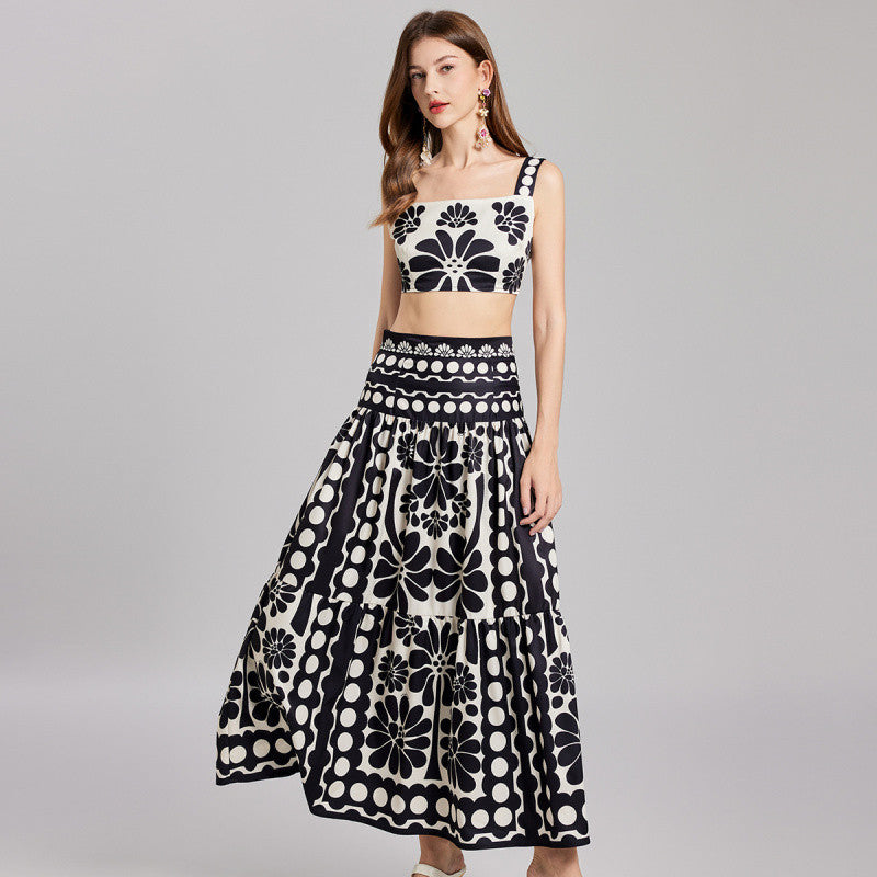 Corsica Grafik Desenli Krop Maxi Elbise