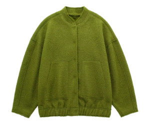 Oversize Gri Yün Görünümlü Ceket