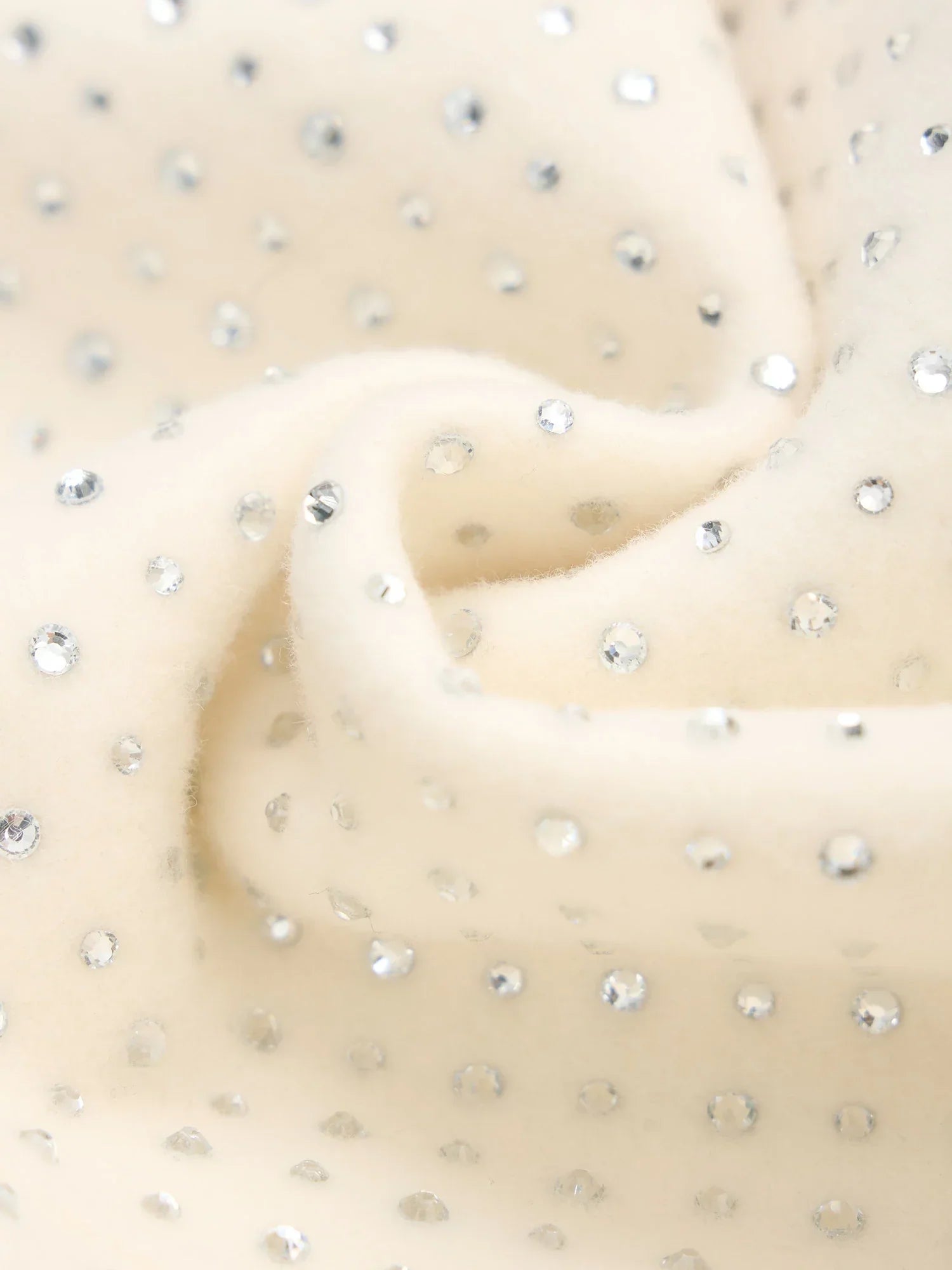 Kadın Yün Yaka Rhinestone Kırpılmış Kaban