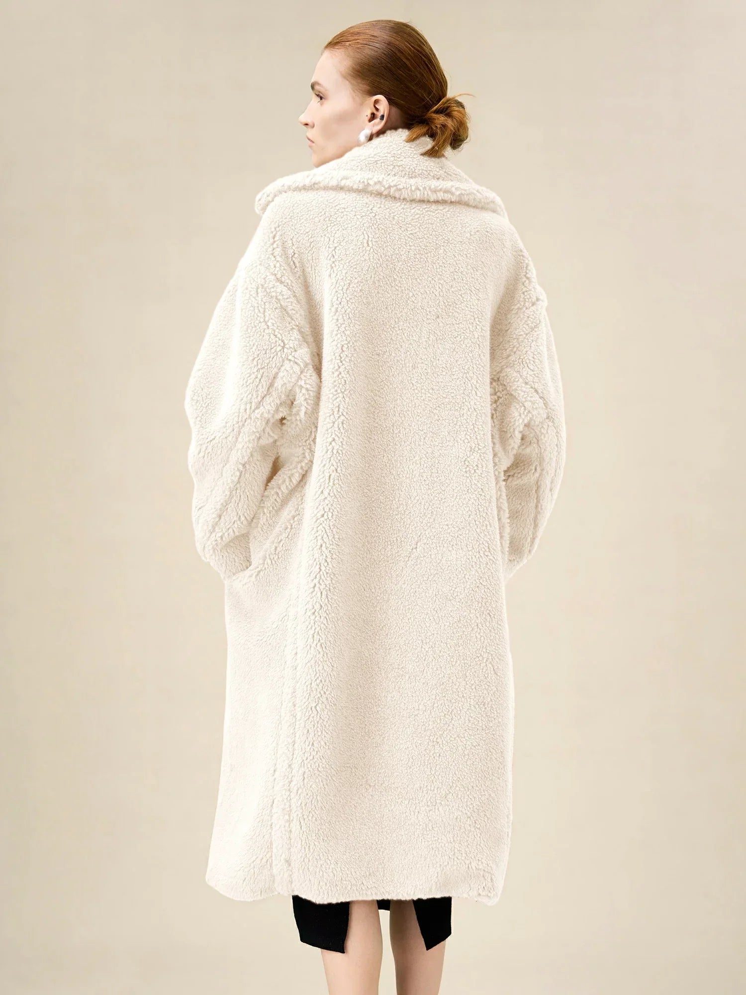 Yün Çentik Yaka Uzun Kollu Peluş Kaban