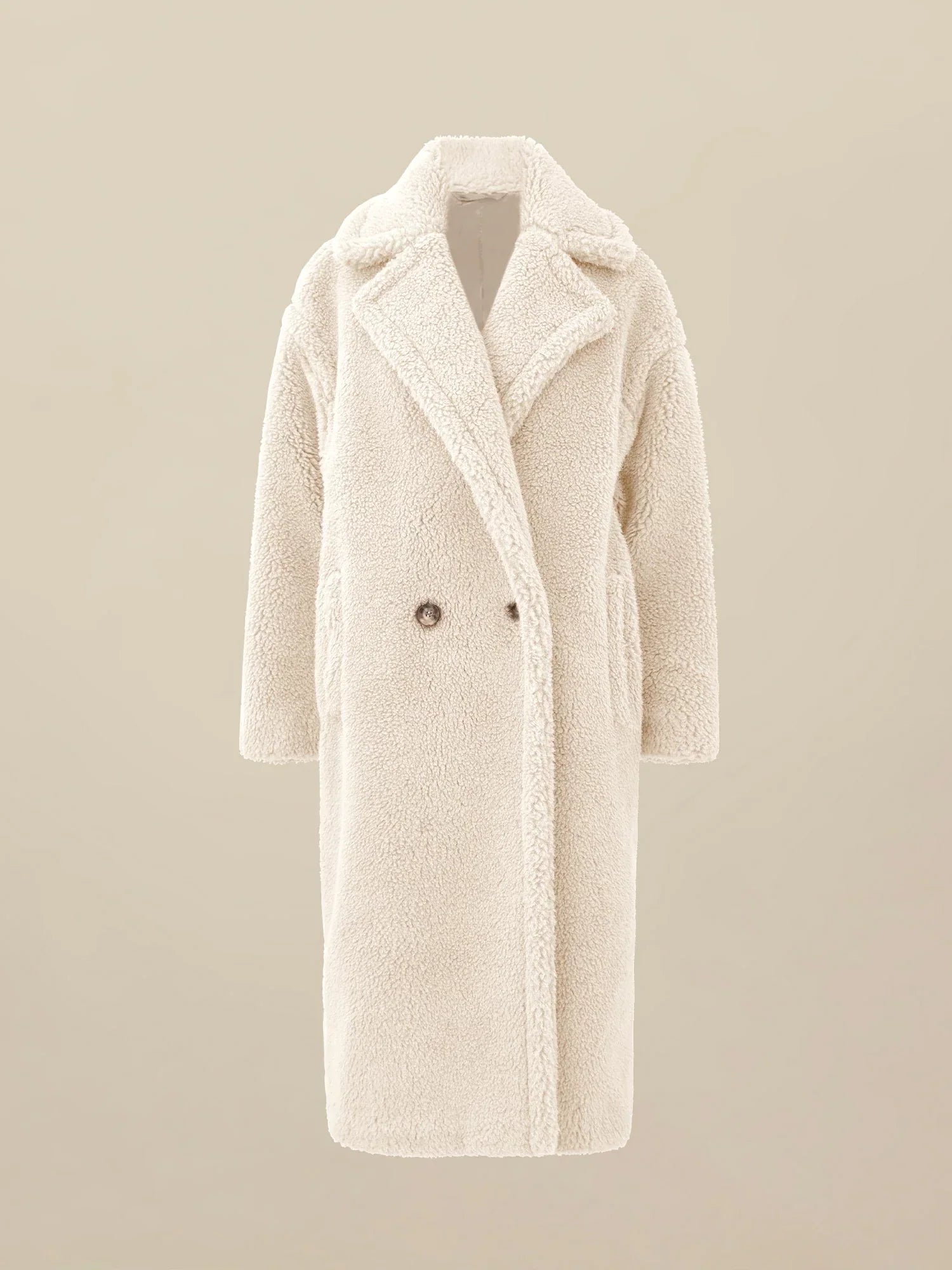 Yün Çentik Yaka Uzun Kollu Peluş Kaban