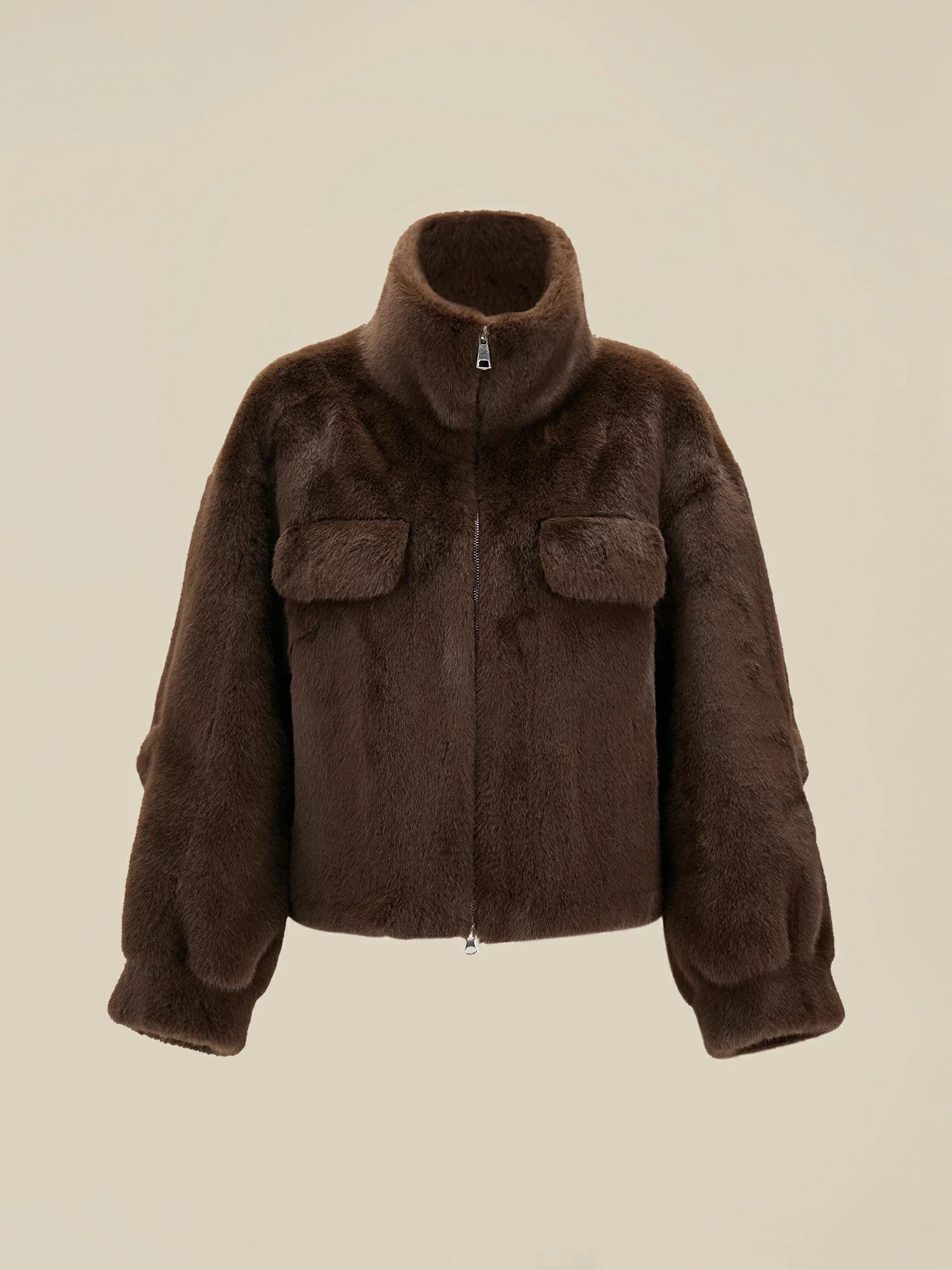 Yaka Uzun Kollu Çevre Dostu Kürk Kaban