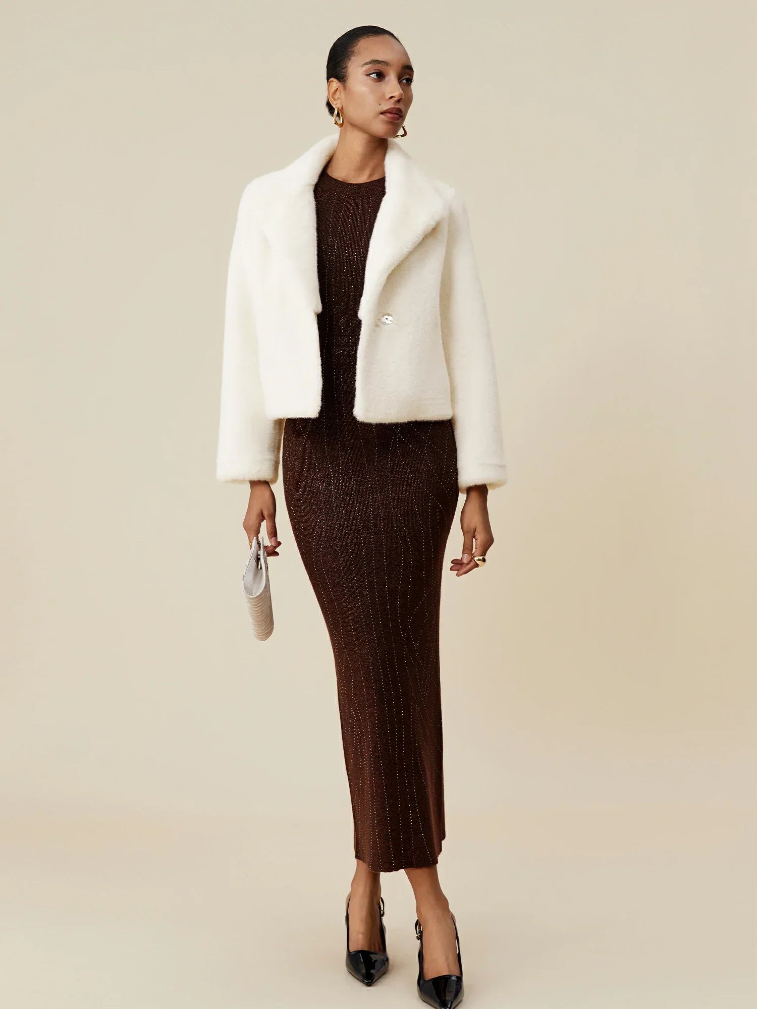 Kadın Yaka Çevre Dostu Kürk Kısa Kaban