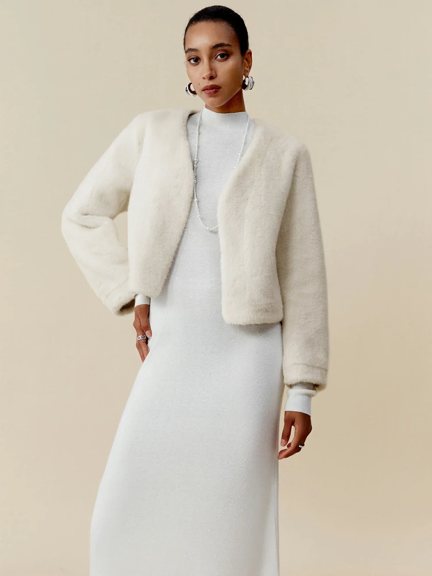 V Yaka Uzun Kollu Çevre Dostu Kürk Kısa Kaban