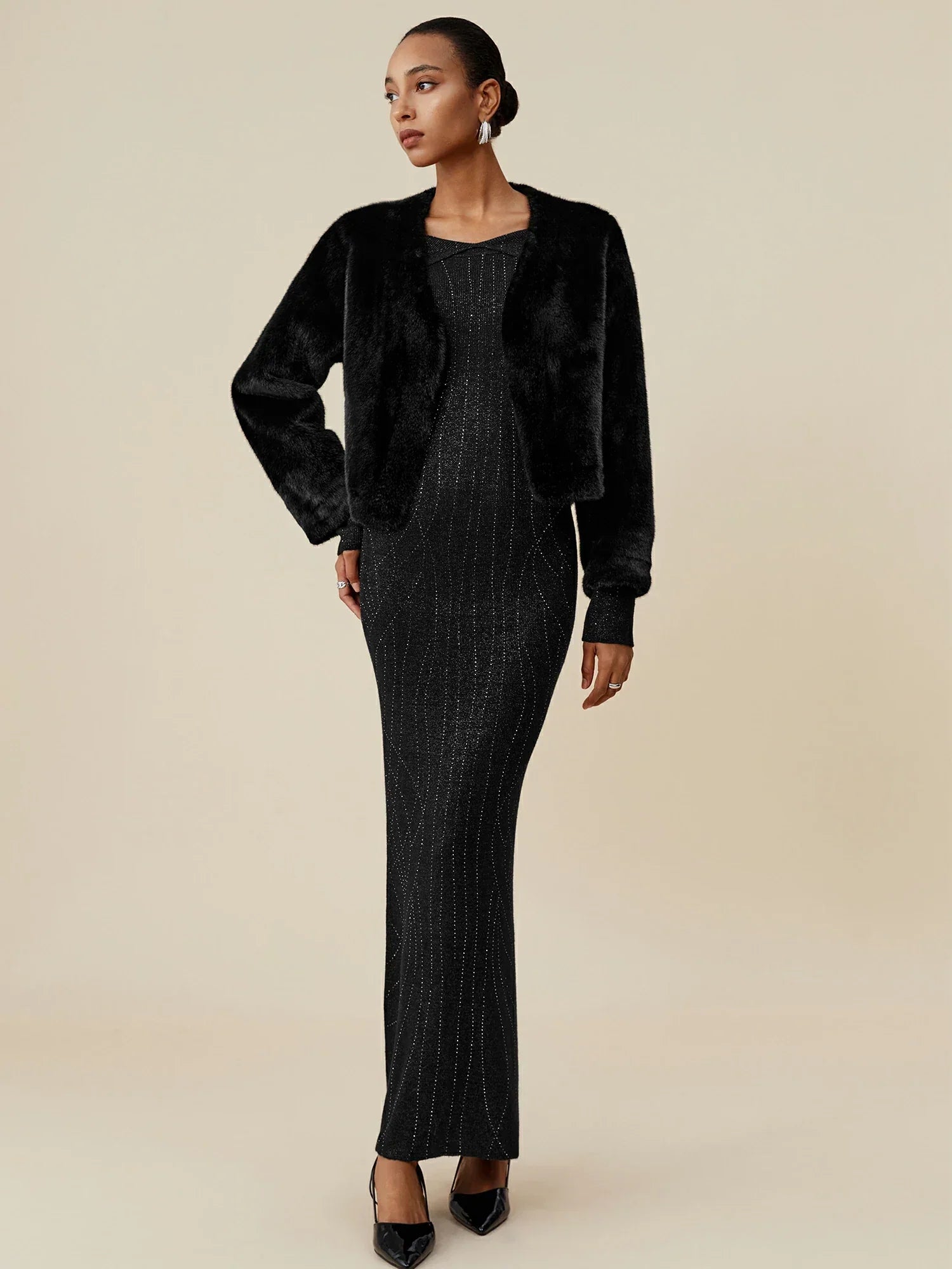 V Yaka Uzun Kollu Çevre Dostu Kürk Kısa Kaban