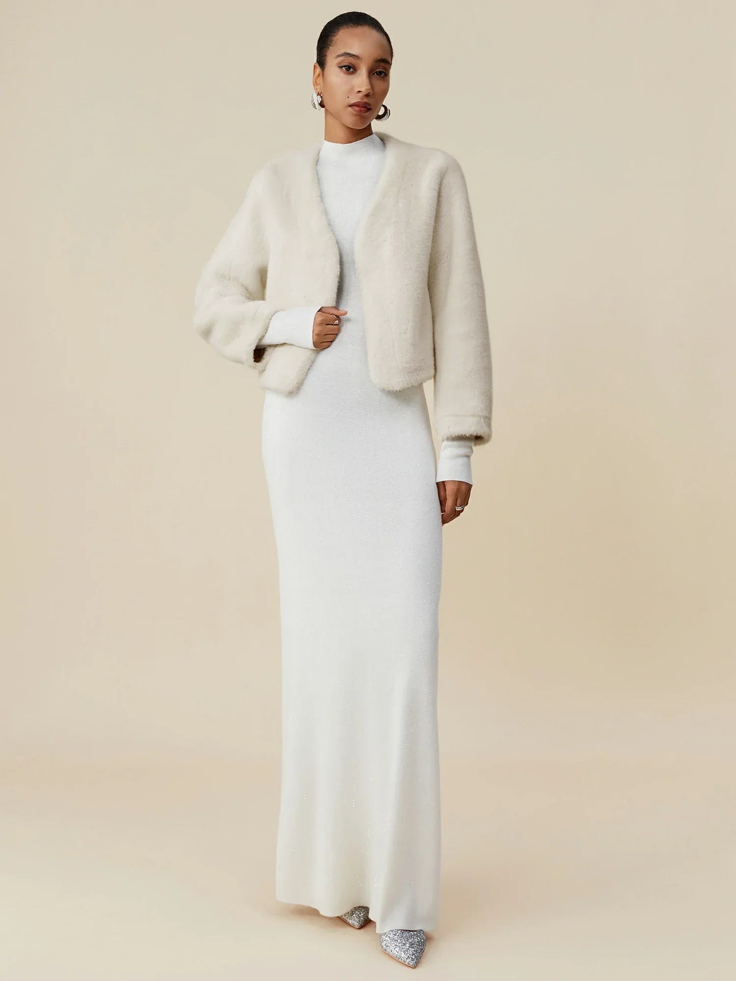 V Yaka Uzun Kollu Çevre Dostu Kürk Kısa Kaban