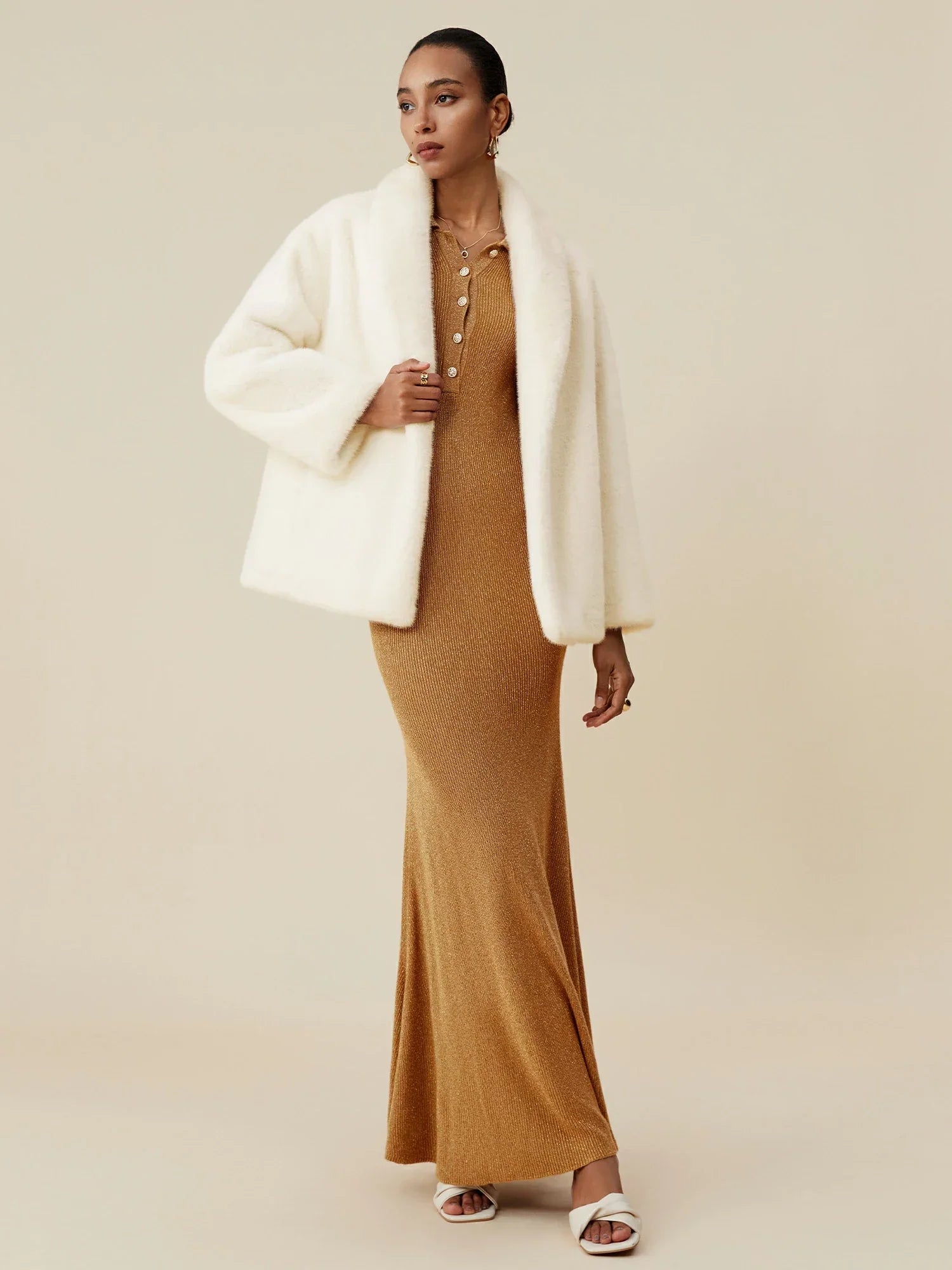 Yaka Uzun Kollu Çevre Dostu Kürk Kısa Kaban