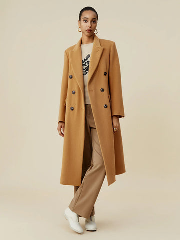 Yün Çentikli Yaka Klasik Kruvaze Kaban