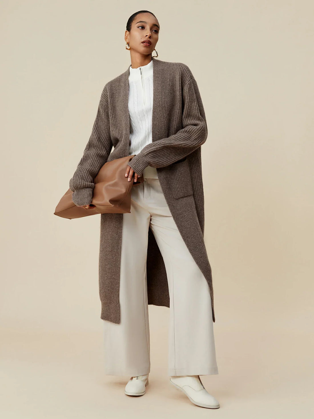 Kadın %79,5 Yakwool Uzun Kollu Hırka