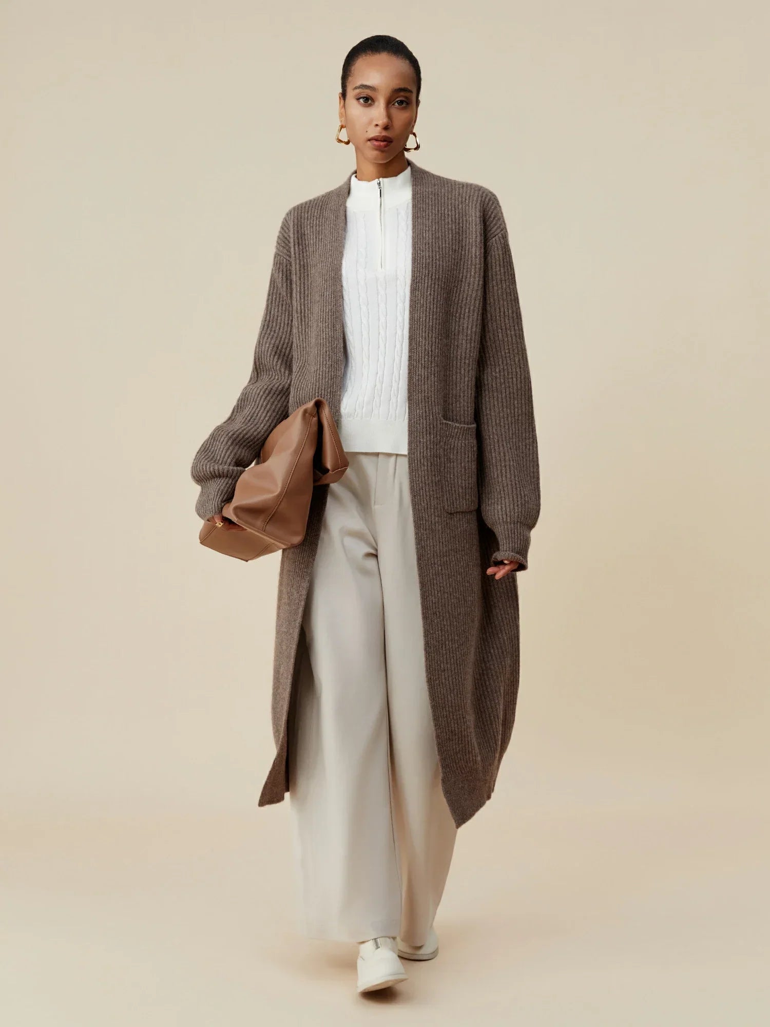 Kadın %79,5 Yakwool Uzun Kollu Hırka