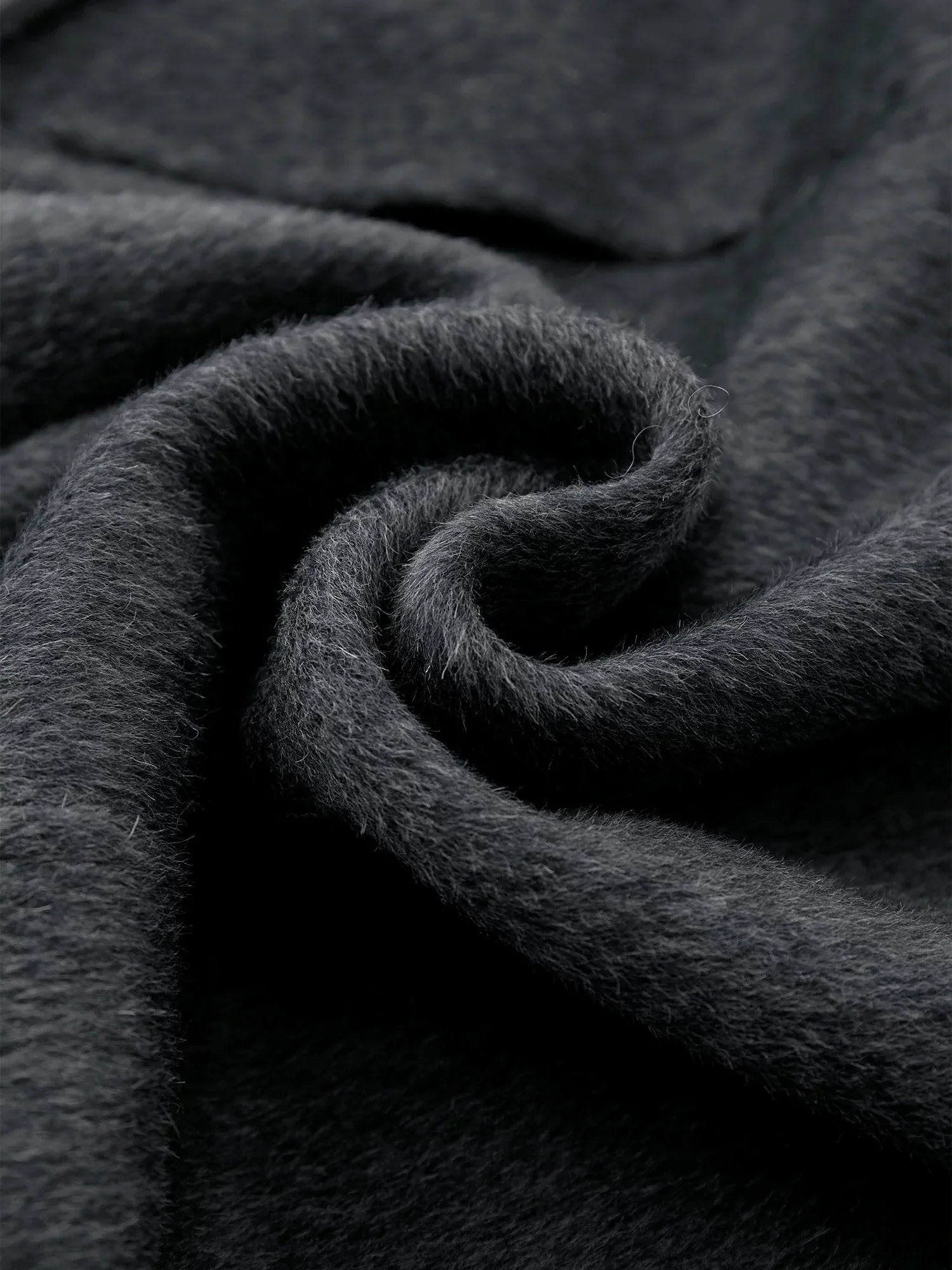 Yün Yaka Uzun Kollu Peluş Manşetli Uzun Kaban